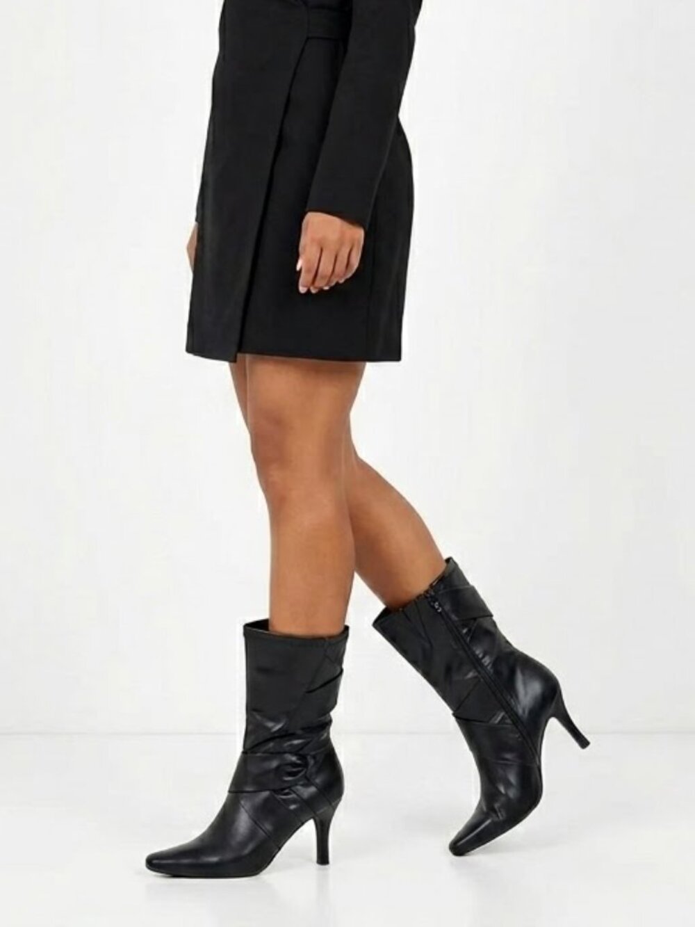 FASHION BUG Morgan Black Office Siren Pointed Toe Boots 8.5W